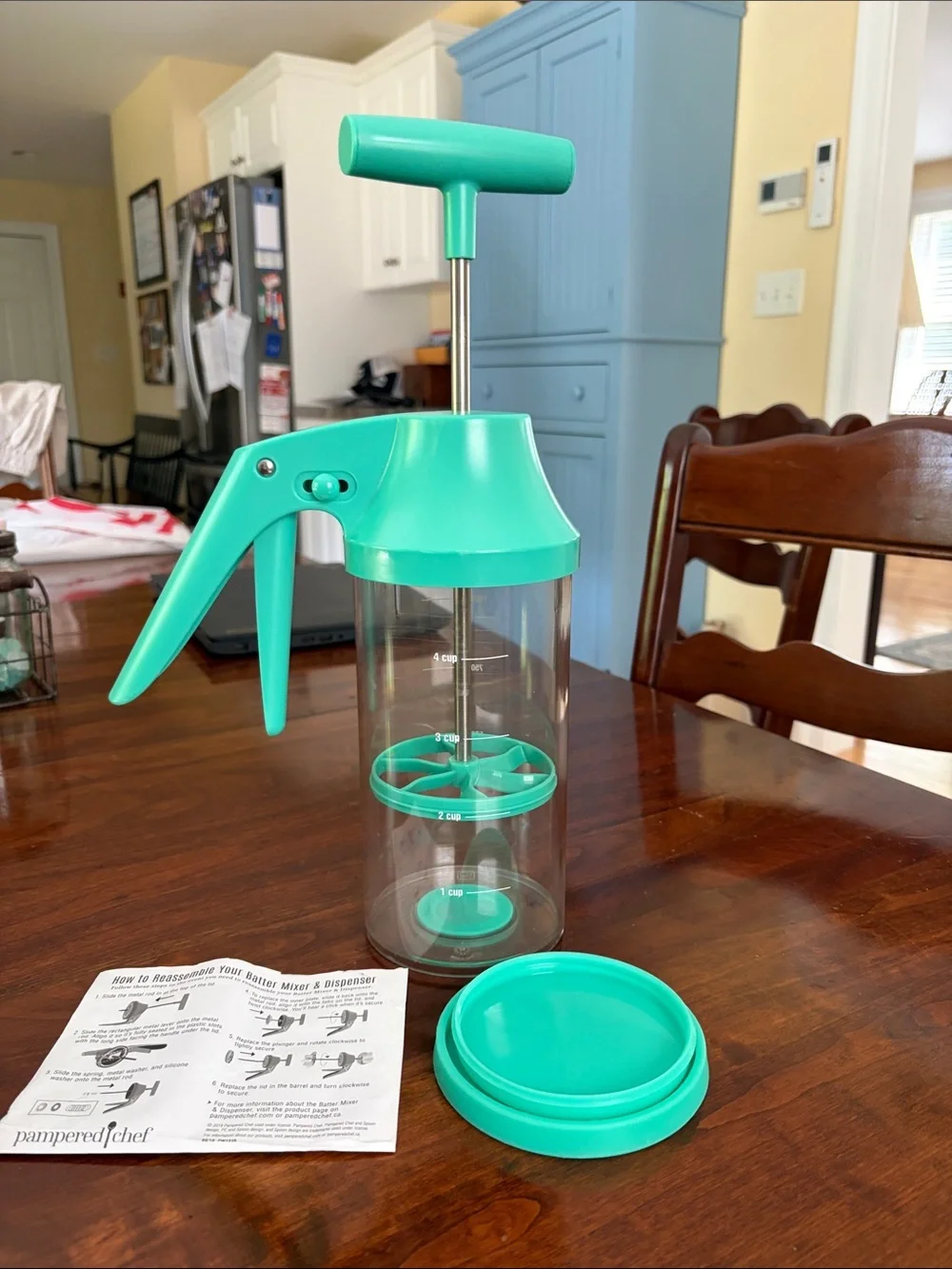 Pampered Chef Batter Mixer & Dispenser in Teal and Clear